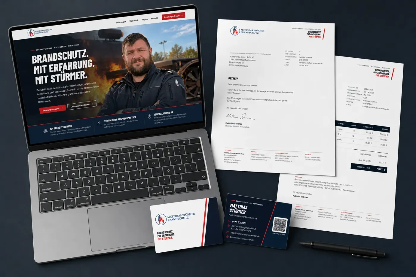 Matthias Stürmer Brandschutz – Website und Geschäftsausstattung