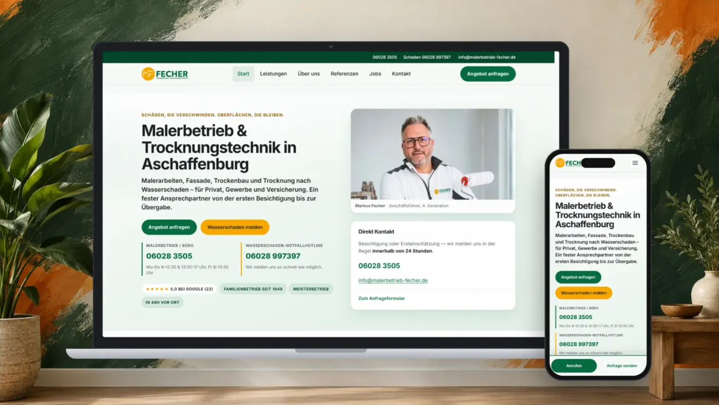 Malerbetrieb Fecher – Website mit Admin-Portal