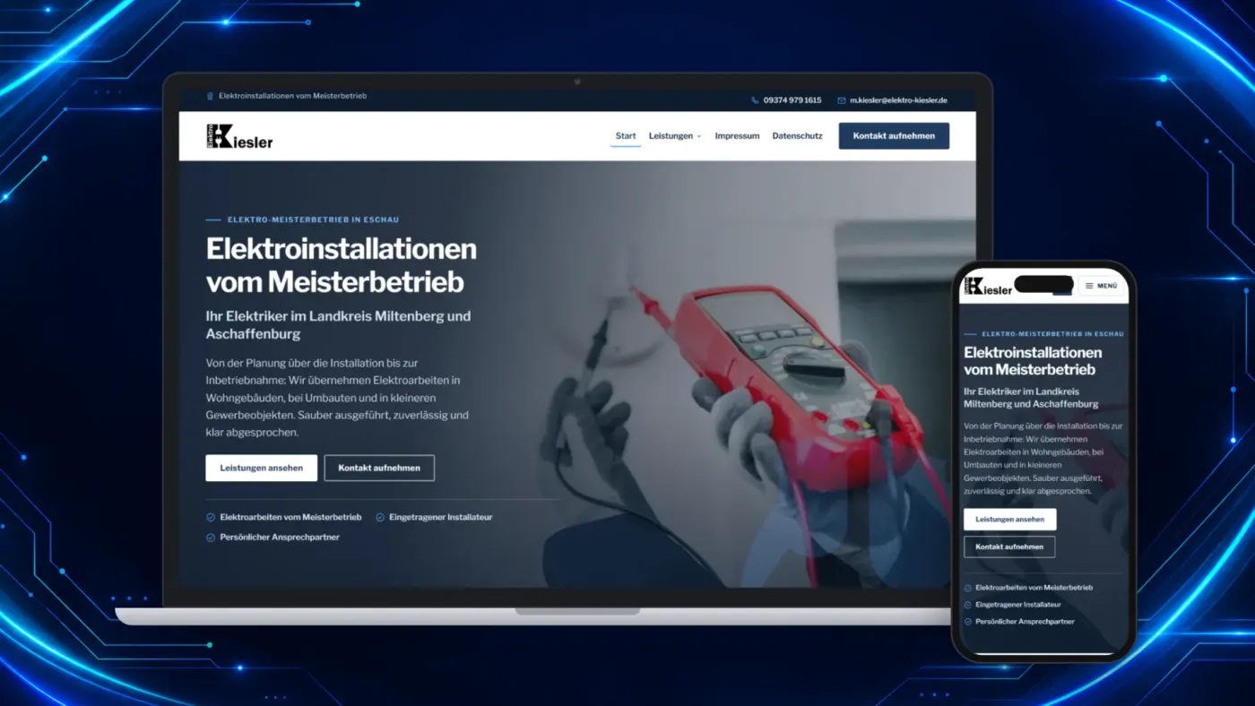 Elektro Kiesler – Website für einen Elektro-Meisterbetrieb
