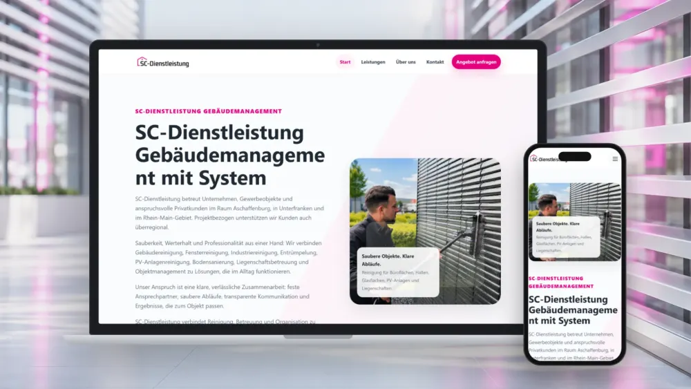 SC-Dienstleistung – Unternehmenswebsite mit Admin-Portal